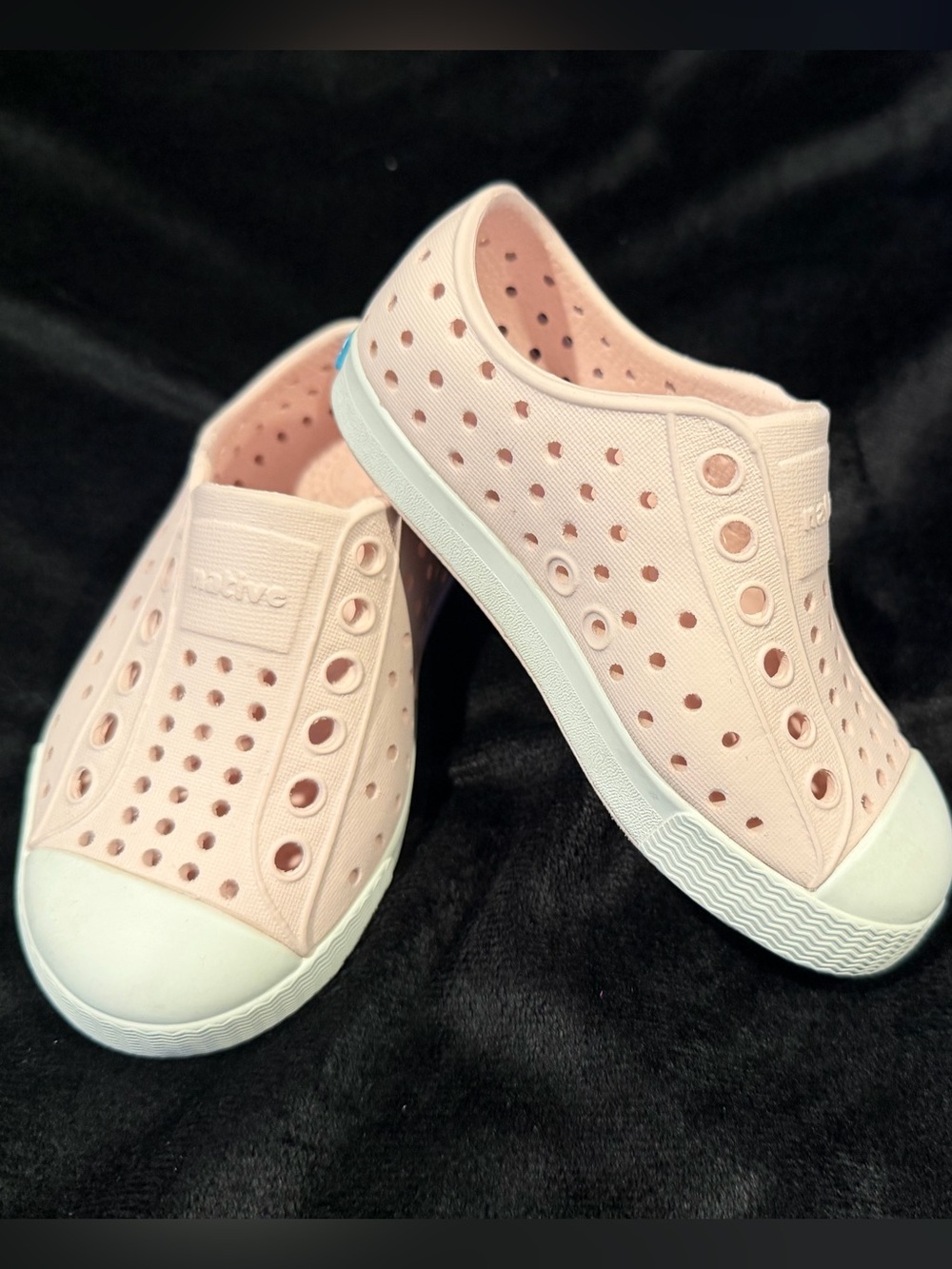 Native Slip-On Sneakers in Pale Pink with White Accents